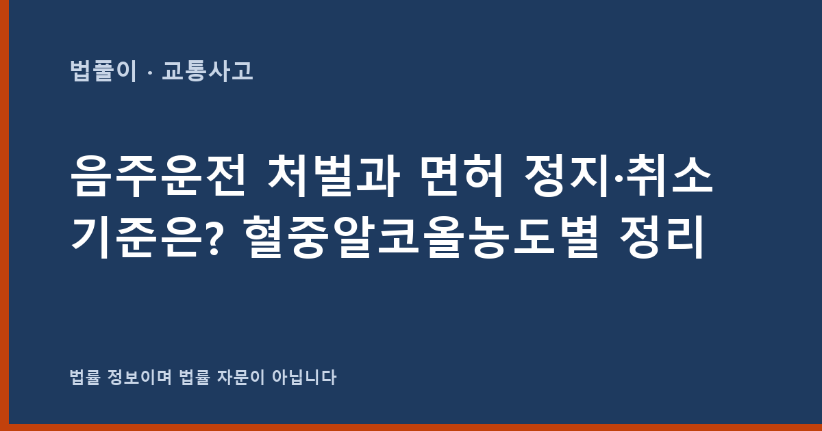 음주운전 처벌과 면허 정지·취소 기준은? 혈중알코올농도별 정리 대표 이미지
