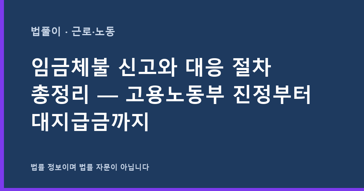 임금체불 신고와 대응 절차 총정리 — 고용노동부 진정부터 대지급금까지 대표 이미지